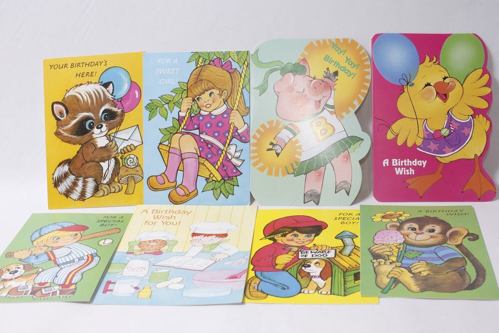 Vintage Greeting Card Lot with Cute Animals and Children ~ 260817-WH 1014
